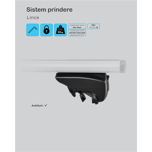 Bare transversale Menabo Lince Silver XL pentru Peugeot 508 Station Wagon 2018+ - imagine 9