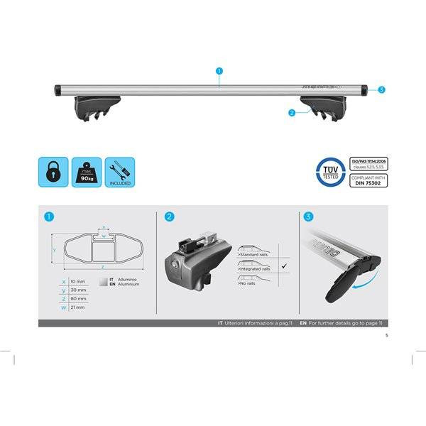 Bare transversale Menabo Lince Silver XL pentru Volvo XC40 2018+ - imagine 7