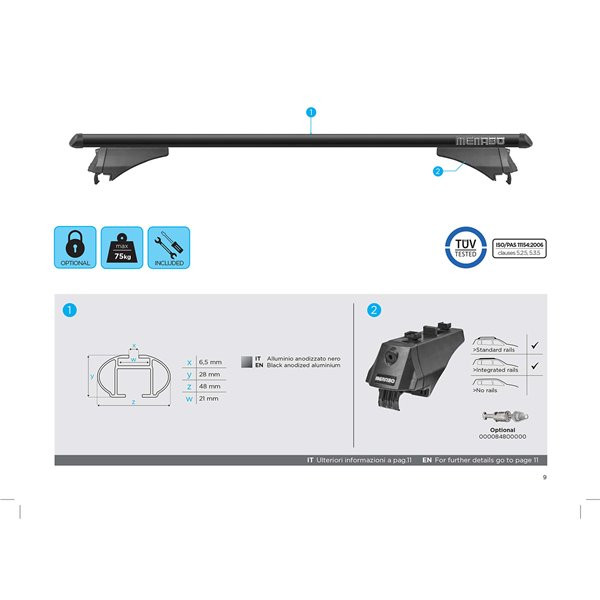 Bare transversale Menabo Tiger Black XL pentru Volkswagen Touareg III 2018+ - imagine 6