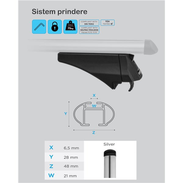 Bare transversale Menabo Tiger Silver pentru Volvo XC40 2018+ - imagine 14