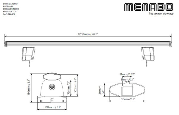 Bare transversale aluminiu Menabo Dedicate OE pentru Jeep Compass (MP/552), model 2016+ - imagine 6