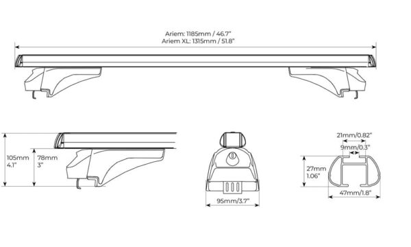 Bare transversale Menabo Ariem Silver XL pentru Volkswagen Tiguan (5N) Cross 2014+ - imagine 7