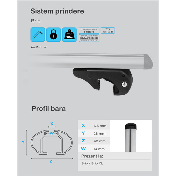 Bare transversale Menabo Brio XL pentru Ssangyong Rodius 2004-2013 - imagine 7