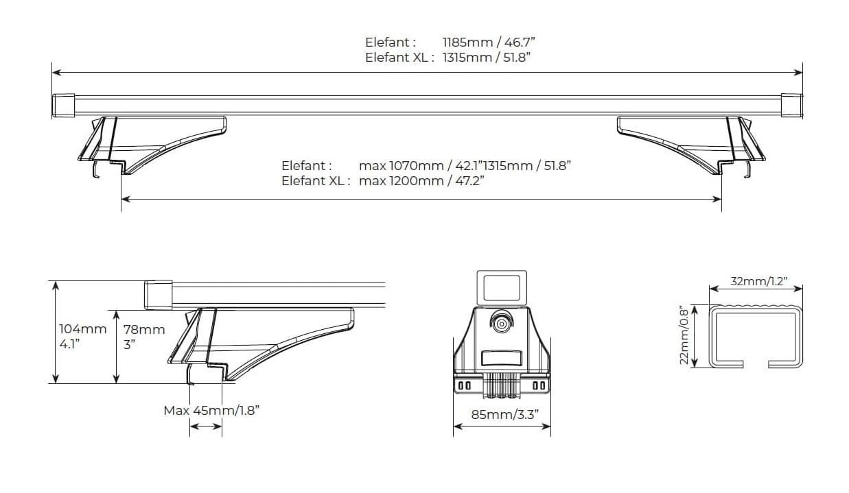 Bare transversale Menabo Elefant pentru Ds 7 Crossback 2017+ - imagine 3