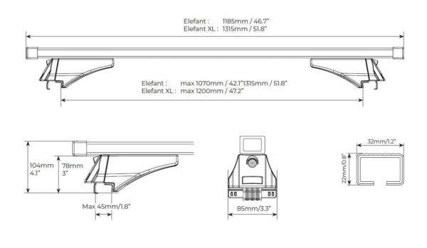 Bare transversale Menabo Elefant pentru Peugeot 508 Station Wagon (fara trapa) 2010-2018 - imagine 3