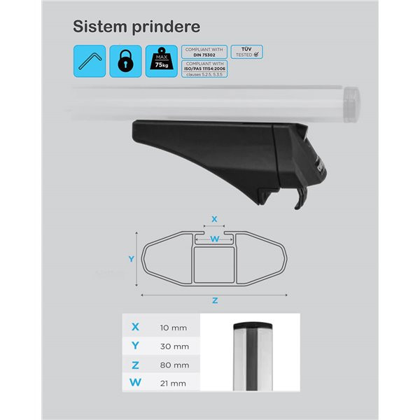 Bare transversale Menabo Leopard Black XL pentru BMW X5 (F15) 2015-2018 - imagine 9