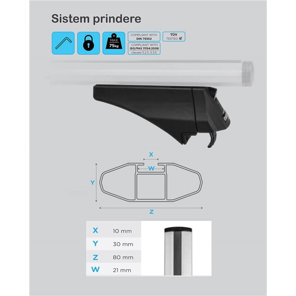 Bare transversale Menabo Leopard Black XL pentru Dacia Lodgy 2012+ - imagine 5