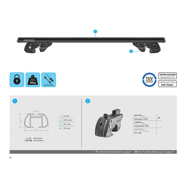 Bare transversale Menabo Sherman Black pentru Volkswagen Golf III (1H) Variant 1994-1999 - imagine 17